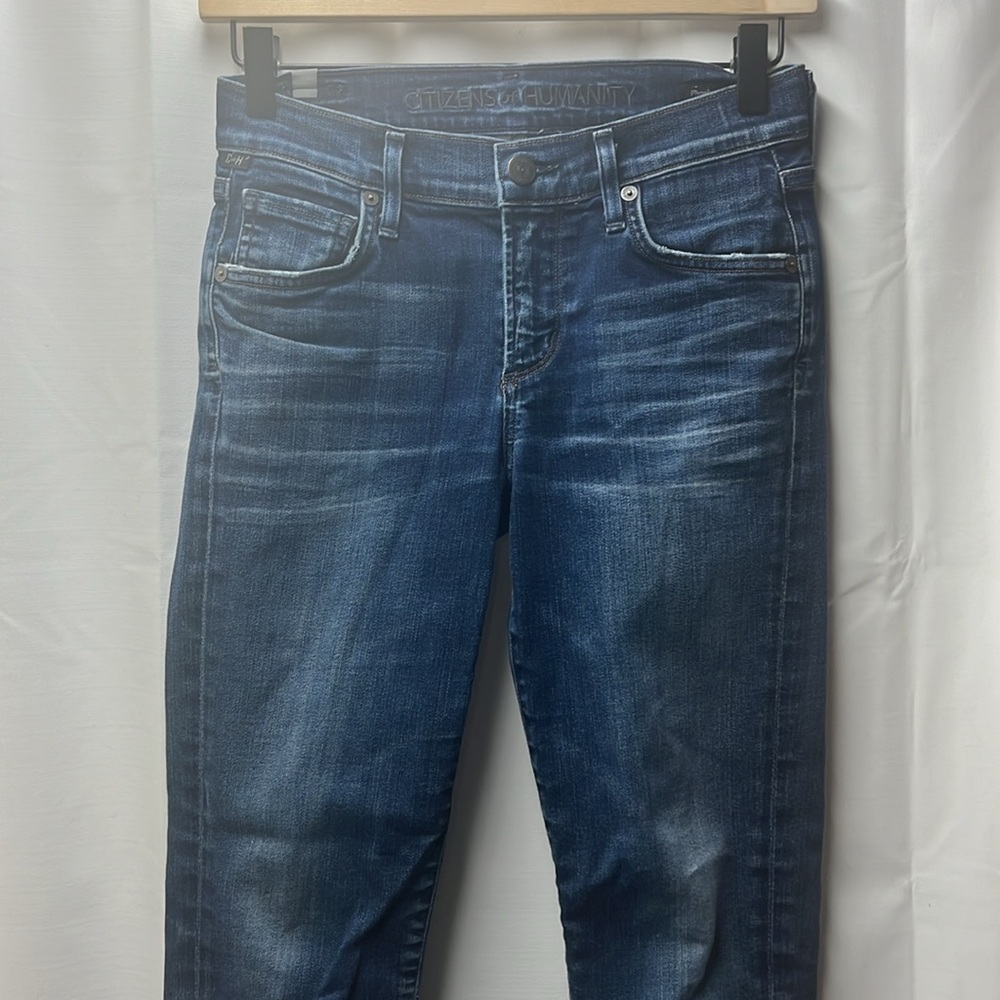 Citizens of Humanity Dark Wash Phoebe Slim Straight Crop Jeans- 24 - Picture 3 of 8